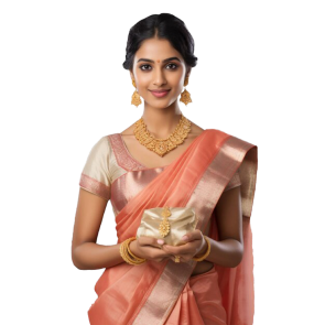 Woman holding gold
